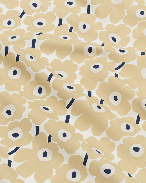 Marimekko Mini Unikko Cotton Fabric – White / Beige / Dark Blue