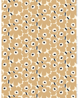 Marimekko Pieni Unikko Cotton Fabric – White / Beige / Dark Blue