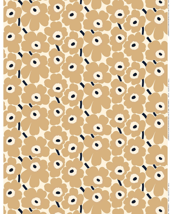 Marimekko Pieni Unikko Cotton Fabric – White / Beige / Dark Blue
