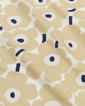 Marimekko Pieni Unikko Cotton Fabric – White / Beige / Dark Blue