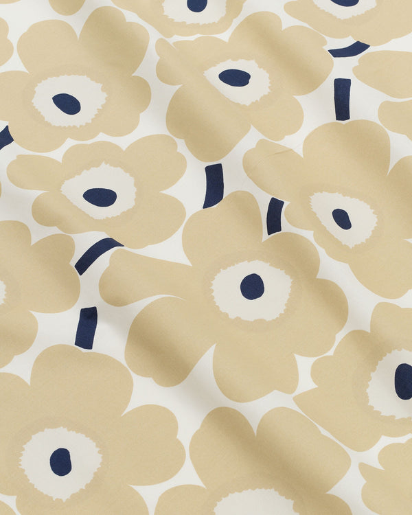 Marimekko Pieni Unikko Cotton Fabric – White / Beige / Dark Blue