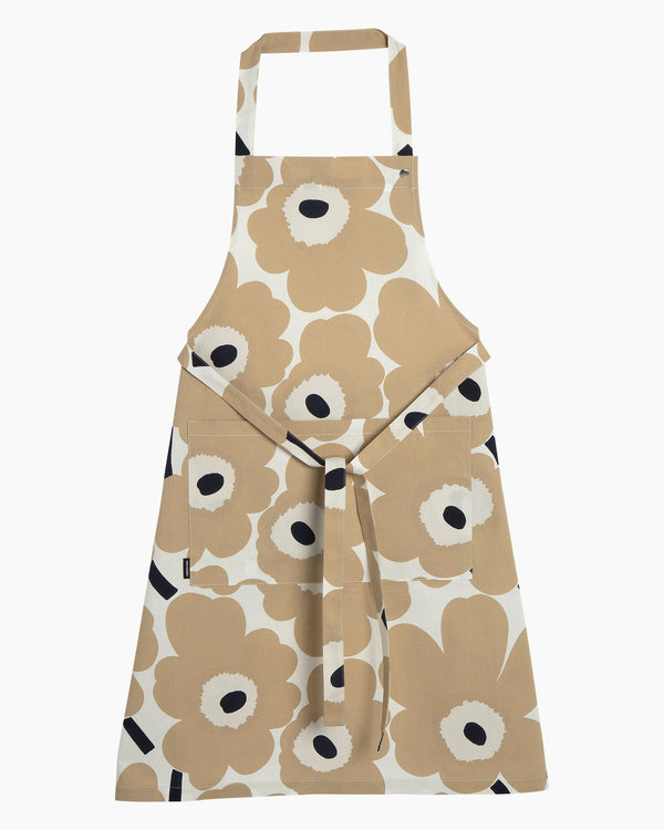 Marimekko Pieni Unikko Apron – White / Beige / Dark Blue