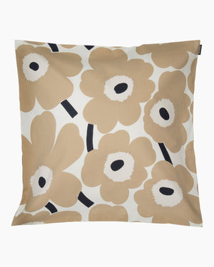 Marimekko Pieni Unikko Cushion Cover 50 x 50 cm – White / Beige / Dark Blue