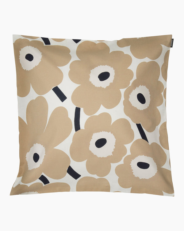 Marimekko Pieni Unikko Cushion Cover 50 x 50 cm – White / Beige / Dark Blue