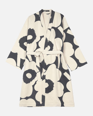 Marimekko Unikko Bathrobe – Charcoal / Off-White