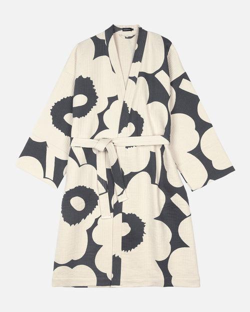 Marimekko Unikko Bathrobe – Charcoal / Off-White
