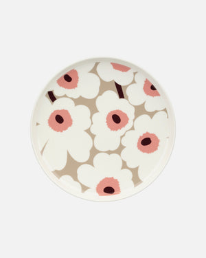 Marimekko Oiva / Unikko Plate 25 cm – White / Clay / Rose