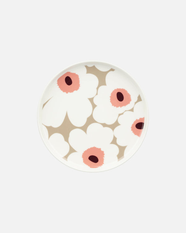 Marimekko Oiva / Unikko Plate 20 cm – White / Clay / Rose