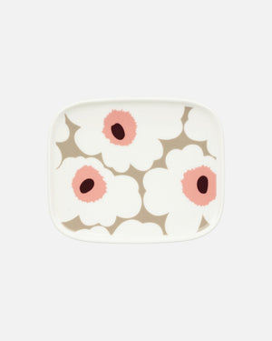Marimekko Oiva / Unikko Plate 15 x 12 cm – White / Clay / Rose