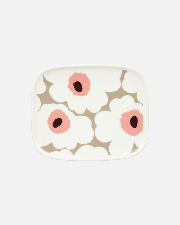 Marimekko Oiva / Unikko Plate 15 x 12 cm – White / Clay / Rose