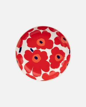 Marimekko Oiva / Unikko Deep Plate 20.5 cm – White / Red / Blue