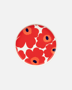 Marimekko Oiva / Unikko Plate 20 cm – White / Red / Blue