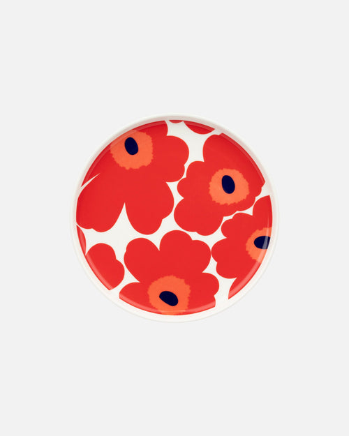 Marimekko Oiva / Unikko Plate 20 cm – White / Red / Blue