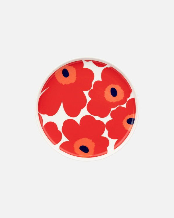 Marimekko Oiva / Unikko Plate 20 cm – White / Red / Blue