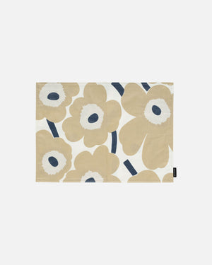 Marimekko Pieni Unikko Placemat 31 x 42 cm – White / Beige / Dark Blue