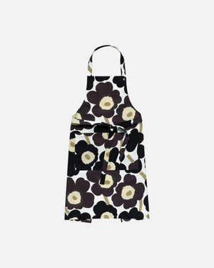 Marimekko Pieni Unikko Apron – White / Dark Grey / Beige
