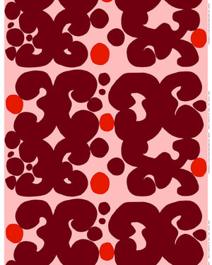 Marimekko Keidas Cotton Fabric – Pink / Burgundy / Red