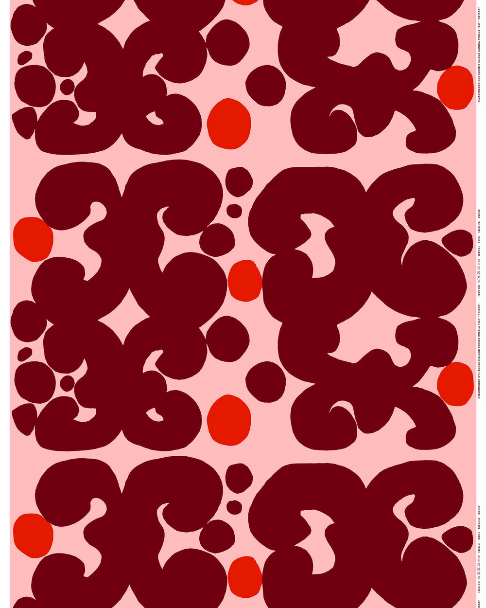 Marimekko Keidas Cotton Fabric 10 m – Pink / Burgundy / Red
