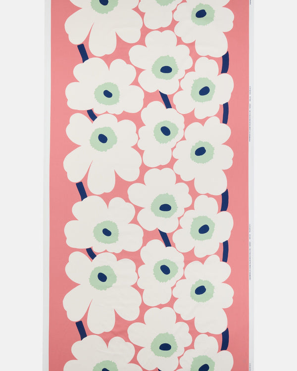 Marimekko Unikko Cotton Sateen Fabric 10 m – Coral / White / Pastel Green