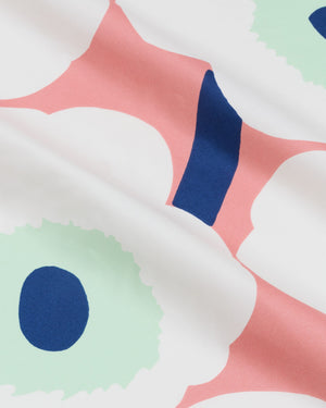 Marimekko Unikko Cotton Sateen Fabric 10 m – Coral / White / Pastel Green