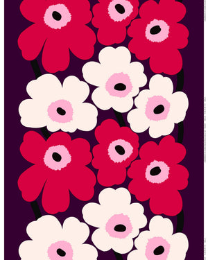 Marimekko Unikko Cotton Sateen Fabric 10 m – Plum / Cranberry / Off-White