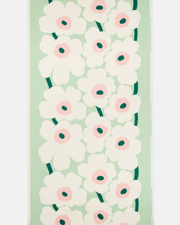 Marimekko Unikko Cotton Sateen Fabric 10 m – Pastel Green / White / Warm Pink