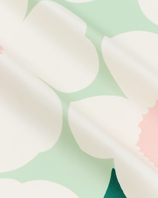 Marimekko Unikko Cotton Sateen Fabric 10 m – Pastel Green / White / Warm Pink