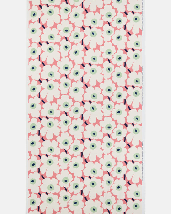 Marimekko Pieni Unikko Cotton Fabric – Coral / White / Pastel Green