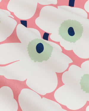 Marimekko Pieni Unikko Cotton Fabric – Coral / White / Pastel Green