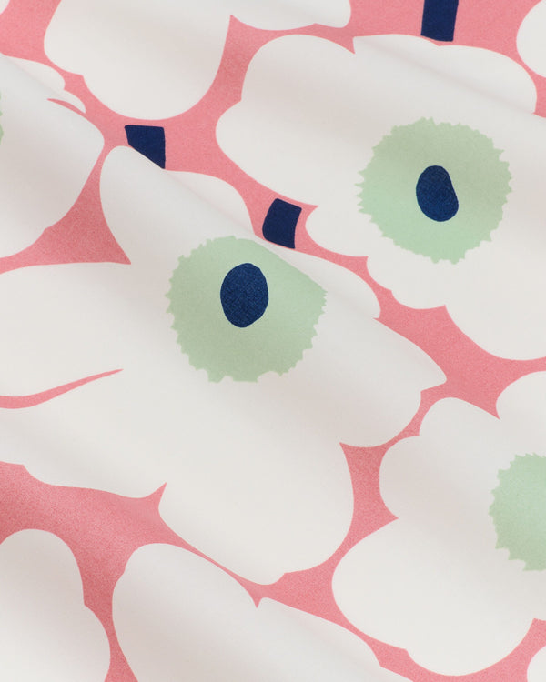 Marimekko Pieni Unikko Cotton Fabric – Coral / White / Pastel Green