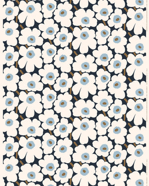 Marimekko Pieni Unikko Cotton Fabric – Blueberry / Off-White / Cool Blue