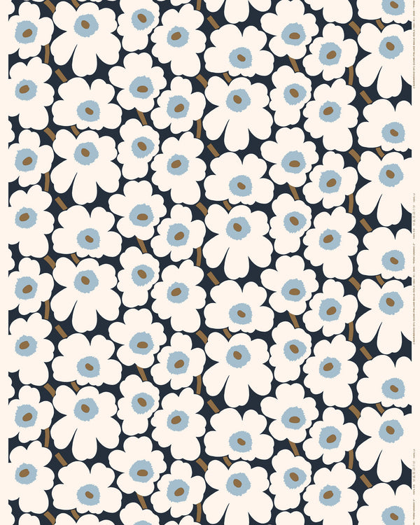 Marimekko Pieni Unikko Cotton Fabric – Blueberry / Off-White / Cool Blue