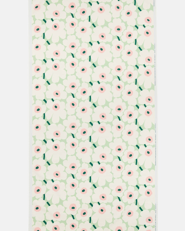 Marimekko Pieni Unikko Cotton Fabric – Pastel Green / White / Warm Pink
