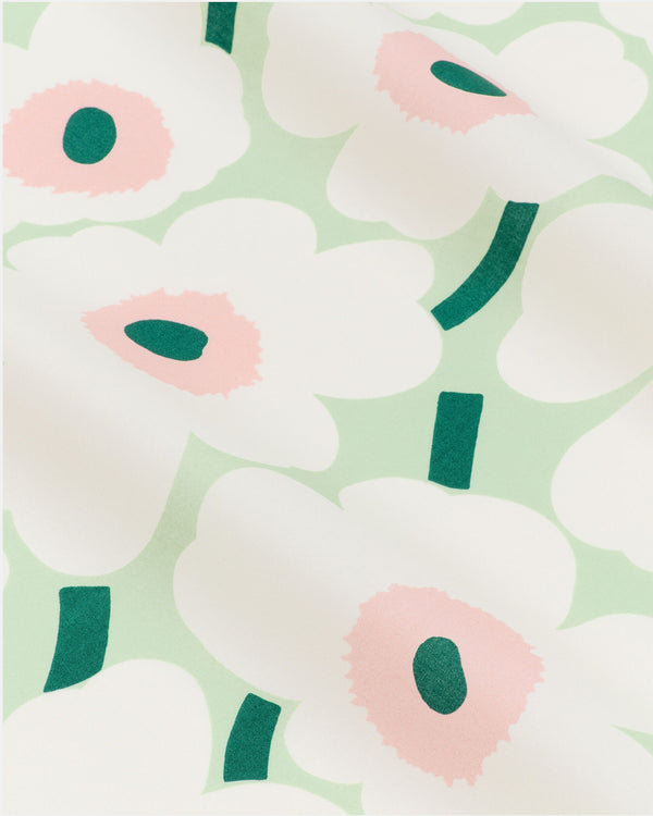 Marimekko Pieni Unikko Cotton Fabric – Pastel Green / White / Warm Pink