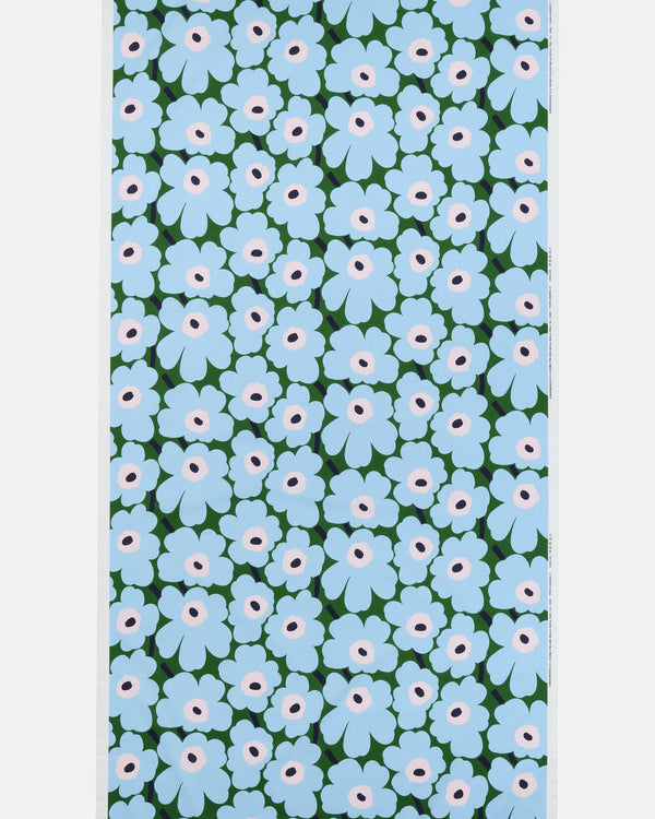 Marimekko Pieni Unikko Cotton Fabric – Warm Green / Light Blue / Pale Rose