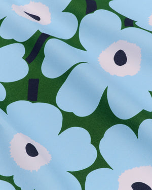 Marimekko Pieni Unikko Cotton Fabric – Warm Green / Light Blue / Pale Rose