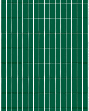 Marimekko Tiiliskivi Cotton Fabric – Green / Natural White