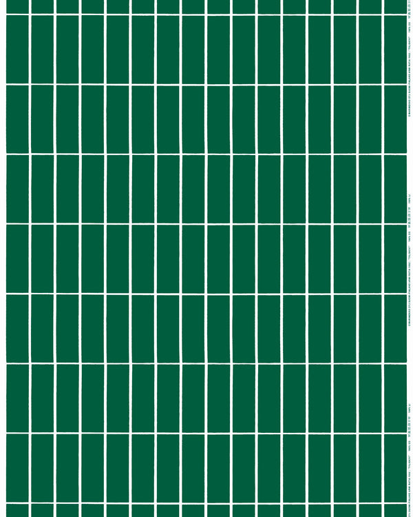 Marimekko Tiiliskivi Cotton Fabric – Green / Natural White