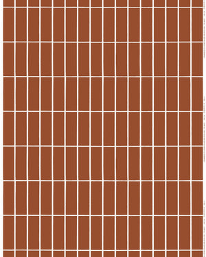 Marimekko Tiiliskivi Cotton Fabric – Chestnut / Natural White