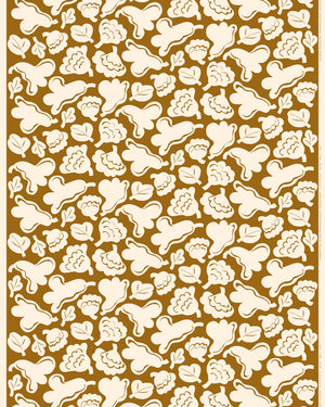 Marimekko Pieni Kukasta Kukkaan Cotton Fabric – Bronze / Natural White