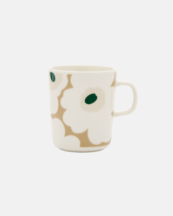 Marimekko Oiva / Unikko Mug 2.5 dl – White / Beige / Light Sand / Dark Green