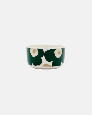 Marimekko Oiva / Unikko Bowl 5 dl – White / Dark Green / Beige / Light Sand