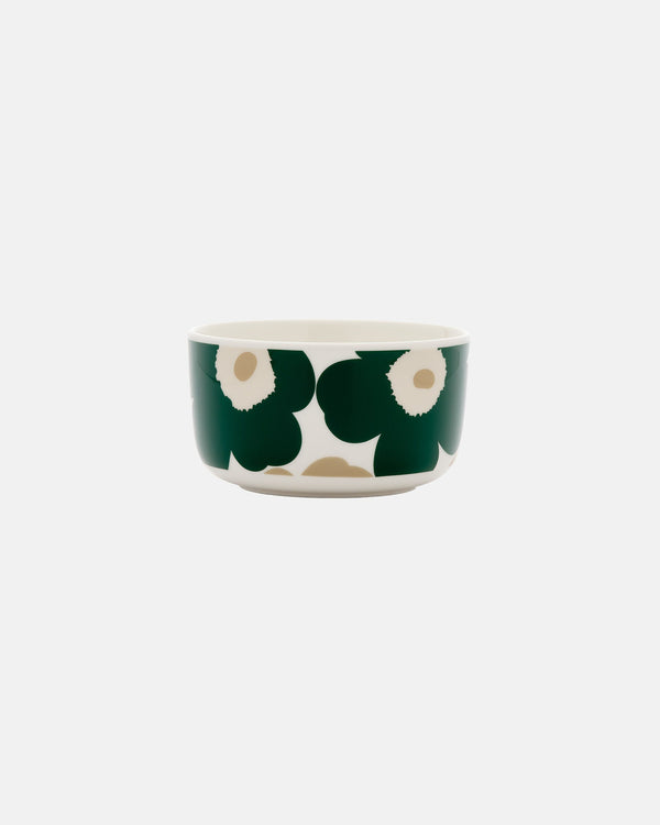 Marimekko Oiva / Unikko Bowl 5 dl – White / Dark Green / Beige / Light Sand