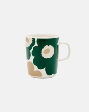 Marimekko Oiva / Unikko Mug 2.5 dl – White / Dark Green / Beige / Light Sand