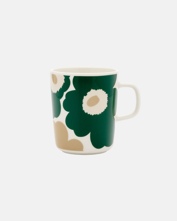 Marimekko Oiva / Unikko Mug 2.5 dl – White / Dark Green / Beige / Light Sand