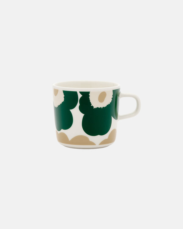 Marimekko Oiva / Unikko Coffee Cup 2 dl – White / Dark Green / Beige / Light Sand