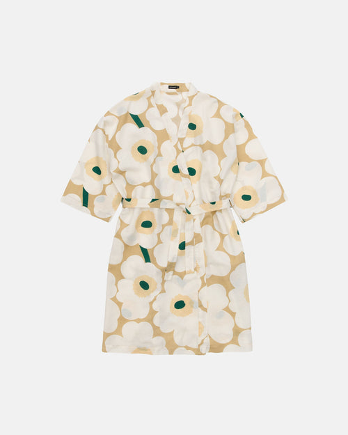 Marimekko Unikko Morning Gown – Sand / Off-White / Hay / Emerald
