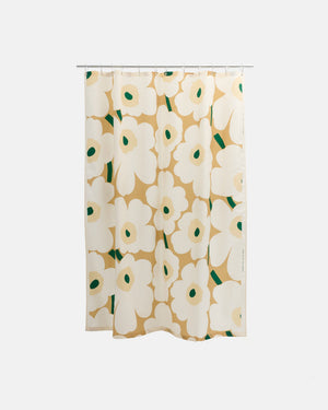 Marimekko Unikko Shower Curtain 180 x 200 cm – Sand / Off-White / Hay / Emerald