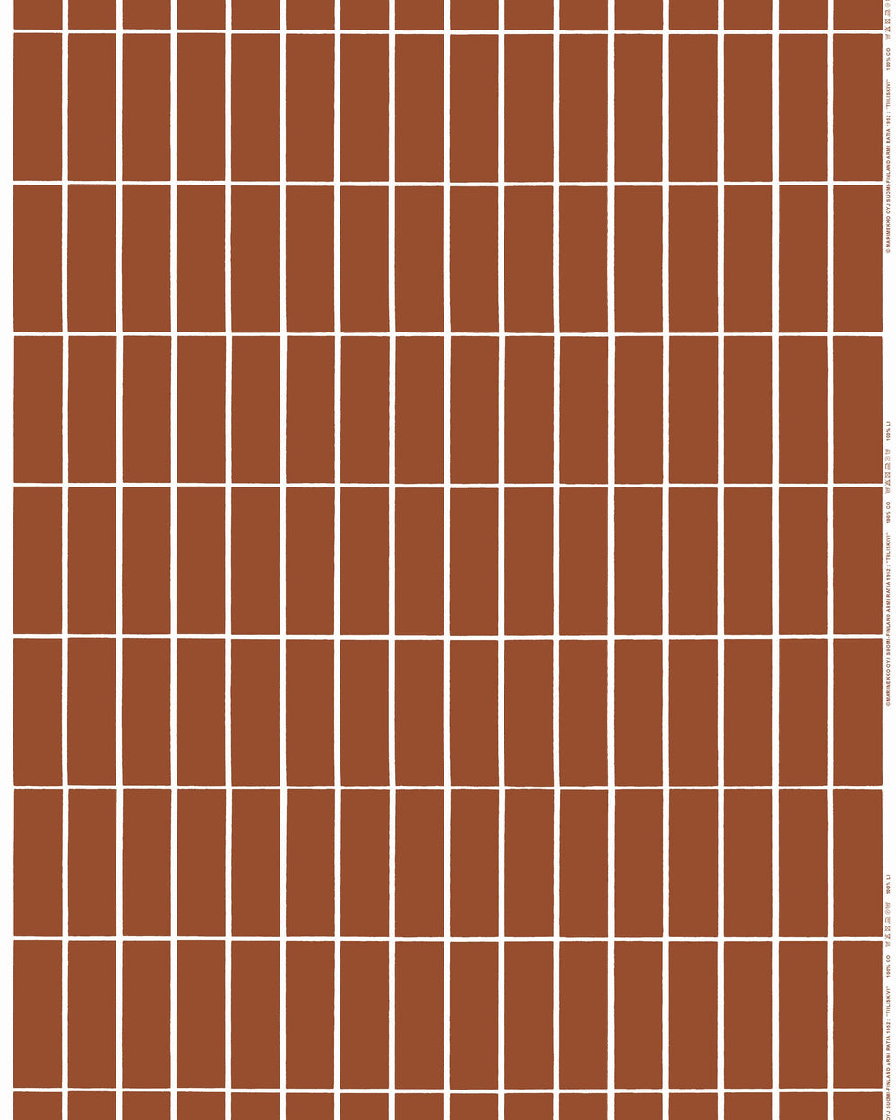 Marimekko Tiiliskivi Acrylic Coated Cotton Fabric – Chestnut / Natural White
