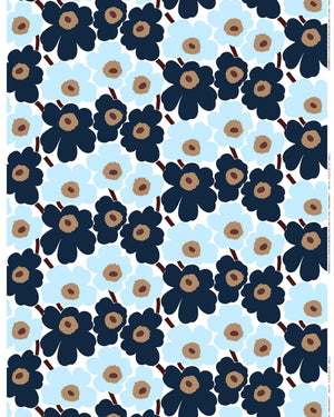 Marimekko Pieni Unikko Cotton Fabric – White / Blueberry / Cool Blue